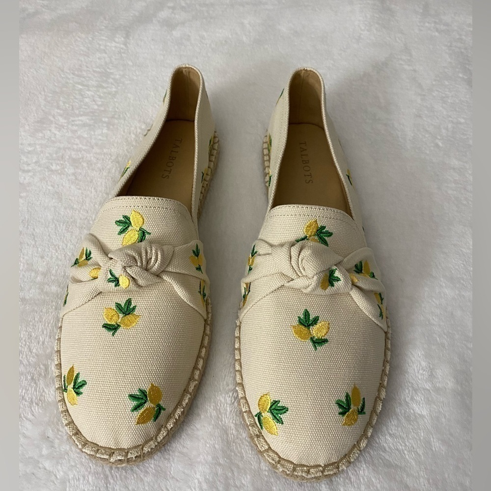 Talbots Izzy Lemon Knotted Canvas Espadrilles Shoes Size 11M - Picture 2 of 6